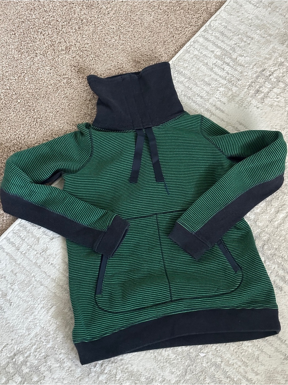 Green and navy Striped Funnel Neck Pullover Lululemon